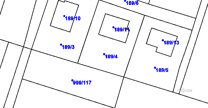 Parcela st. 189/4 v KÚ Oldřišov, Katastrální mapa