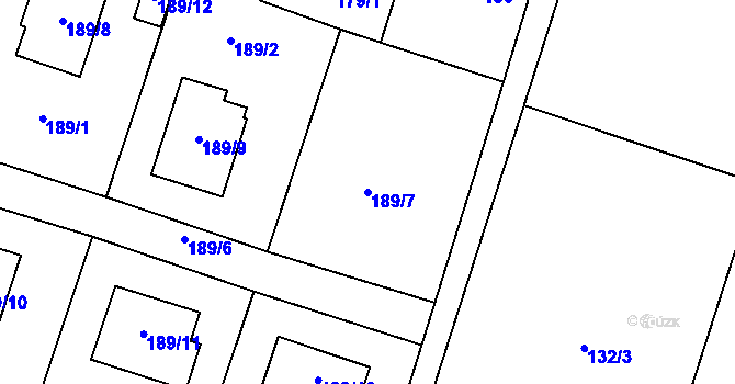 Parcela st. 189/7 v KÚ Oldřišov, Katastrální mapa