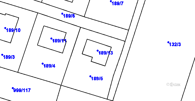 Parcela st. 189/13 v KÚ Oldřišov, Katastrální mapa