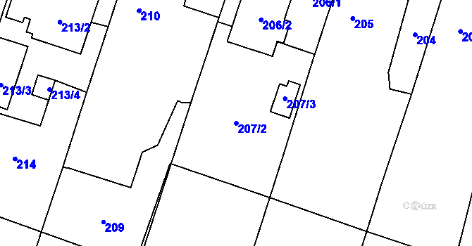 Parcela st. 207/2 v KÚ Oldřišov, Katastrální mapa