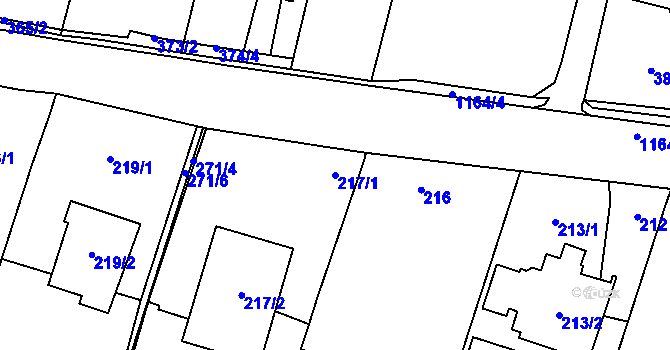 Parcela st. 217/1 v KÚ Oldřišov, Katastrální mapa