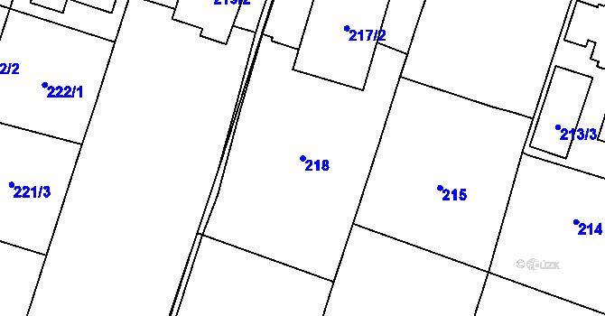 Parcela st. 218 v KÚ Oldřišov, Katastrální mapa