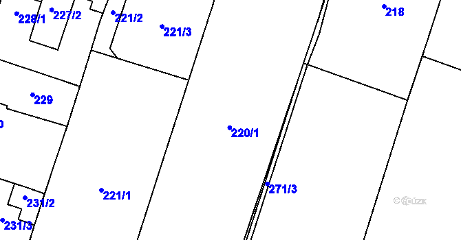 Parcela st. 220 v KÚ Oldřišov, Katastrální mapa