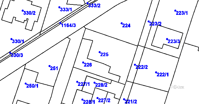 Parcela st. 225 v KÚ Oldřišov, Katastrální mapa