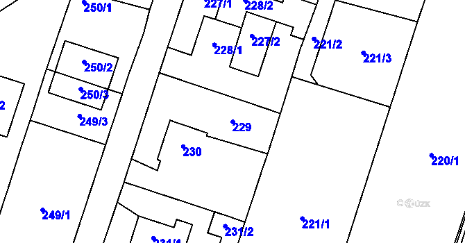 Parcela st. 229 v KÚ Oldřišov, Katastrální mapa