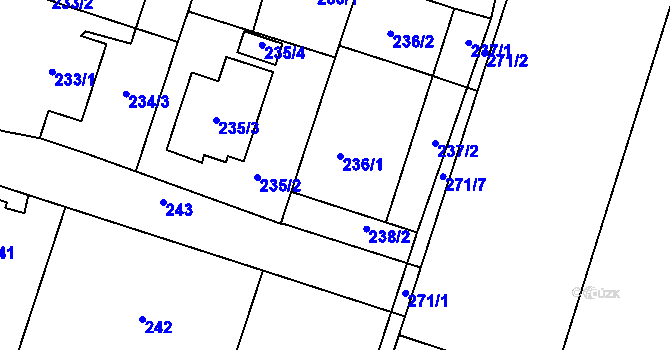 Parcela st. 236 v KÚ Oldřišov, Katastrální mapa