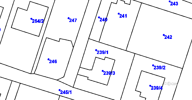 Parcela st. 239/1 v KÚ Oldřišov, Katastrální mapa