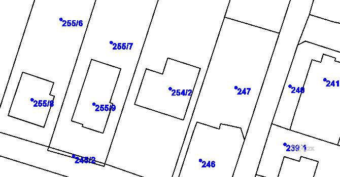 Parcela st. 254/2 v KÚ Oldřišov, Katastrální mapa