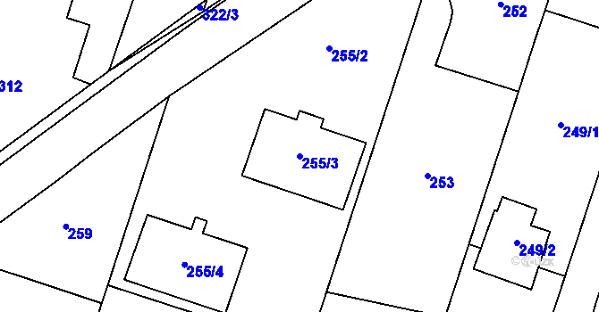 Parcela st. 255/3 v KÚ Oldřišov, Katastrální mapa