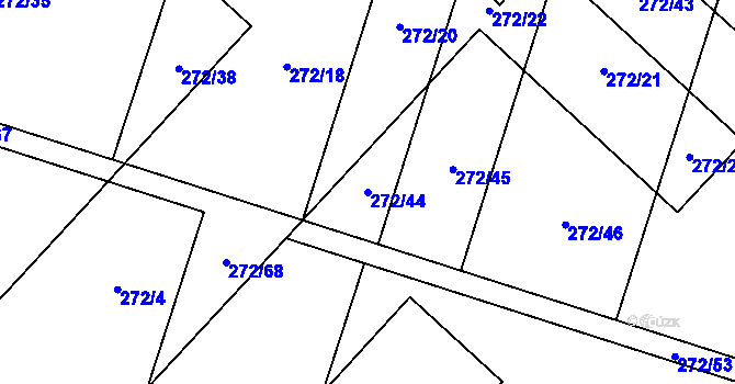 Parcela st. 272/44 v KÚ Oldřišov, Katastrální mapa