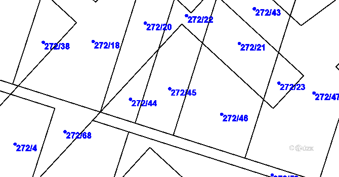 Parcela st. 272/45 v KÚ Oldřišov, Katastrální mapa