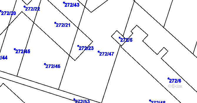 Parcela st. 272/47 v KÚ Oldřišov, Katastrální mapa