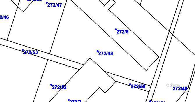 Parcela st. 272/48 v KÚ Oldřišov, Katastrální mapa