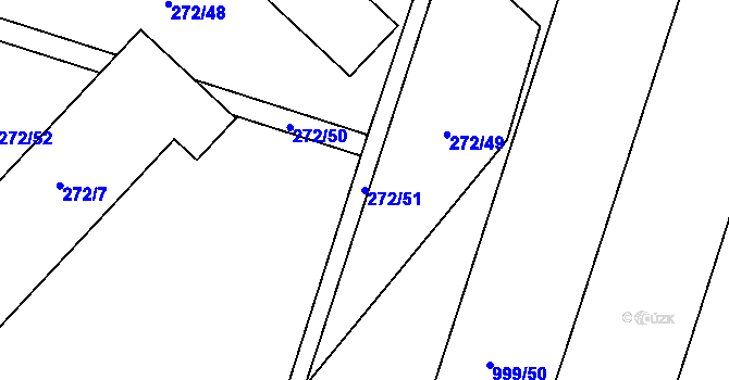 Parcela st. 272/51 v KÚ Oldřišov, Katastrální mapa