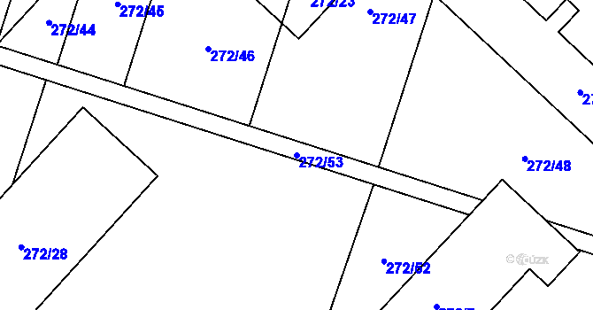 Parcela st. 272/53 v KÚ Oldřišov, Katastrální mapa