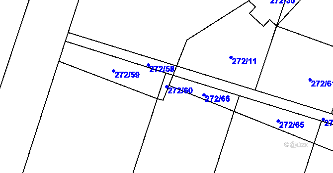 Parcela st. 272/60 v KÚ Oldřišov, Katastrální mapa