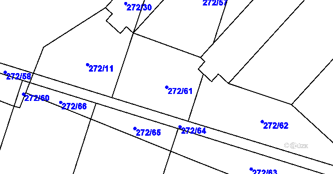 Parcela st. 272/61 v KÚ Oldřišov, Katastrální mapa