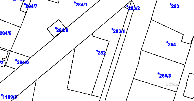 Parcela st. 282 v KÚ Oldřišov, Katastrální mapa
