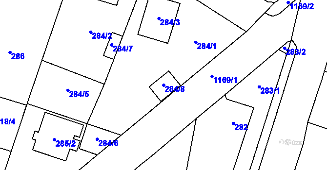 Parcela st. 284/8 v KÚ Oldřišov, Katastrální mapa