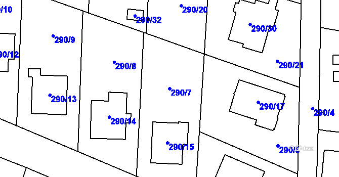 Parcela st. 290/7 v KÚ Oldřišov, Katastrální mapa