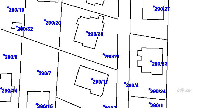Parcela st. 290/21 v KÚ Oldřišov, Katastrální mapa