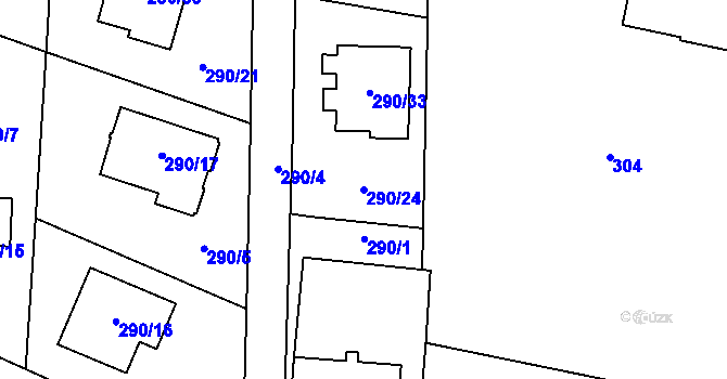 Parcela st. 290/24 v KÚ Oldřišov, Katastrální mapa