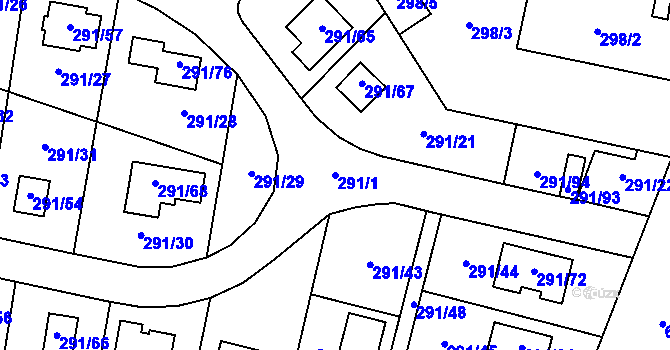 Parcela st. 291/1 v KÚ Oldřišov, Katastrální mapa