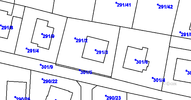 Parcela st. 291/3 v KÚ Oldřišov, Katastrální mapa