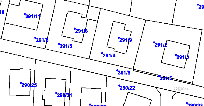 Parcela st. 291/4 v KÚ Oldřišov, Katastrální mapa