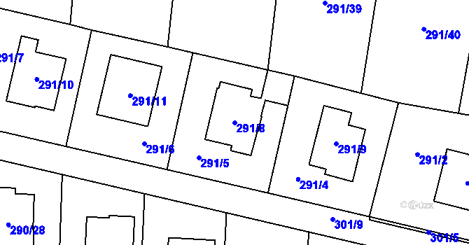 Parcela st. 291/8 v KÚ Oldřišov, Katastrální mapa