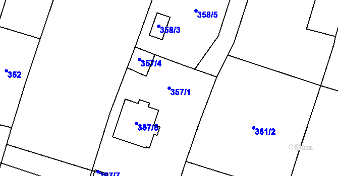 Parcela st. 357/1 v KÚ Oldřišov, Katastrální mapa