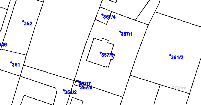 Parcela st. 357/5 v KÚ Oldřišov, Katastrální mapa