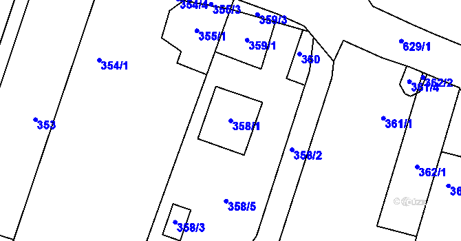 Parcela st. 358/1 v KÚ Oldřišov, Katastrální mapa