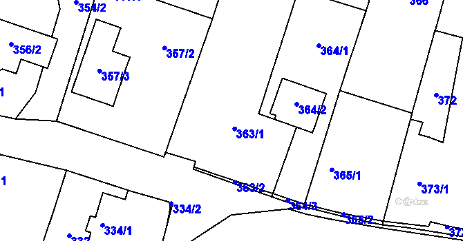Parcela st. 363 v KÚ Oldřišov, Katastrální mapa