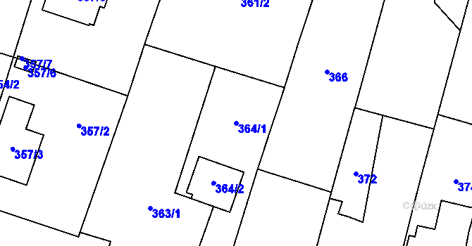 Parcela st. 364/1 v KÚ Oldřišov, Katastrální mapa