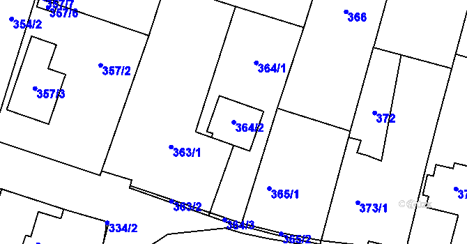 Parcela st. 364/2 v KÚ Oldřišov, Katastrální mapa