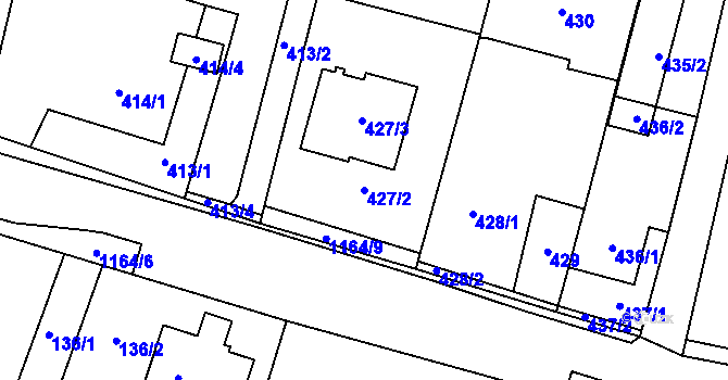 Parcela st. 427/2 v KÚ Oldřišov, Katastrální mapa