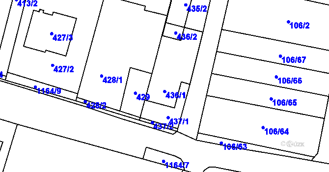 Parcela st. 436 v KÚ Oldřišov, Katastrální mapa