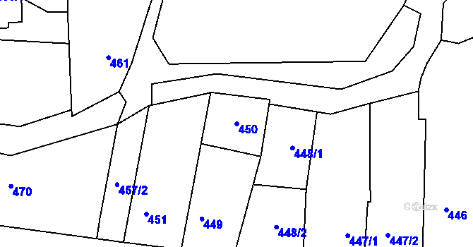 Parcela st. 450 v KÚ Oldřišov, Katastrální mapa