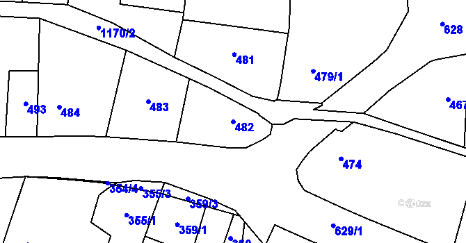 Parcela st. 482 v KÚ Oldřišov, Katastrální mapa