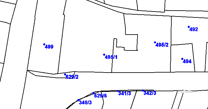 Parcela st. 495/1 v KÚ Oldřišov, Katastrální mapa