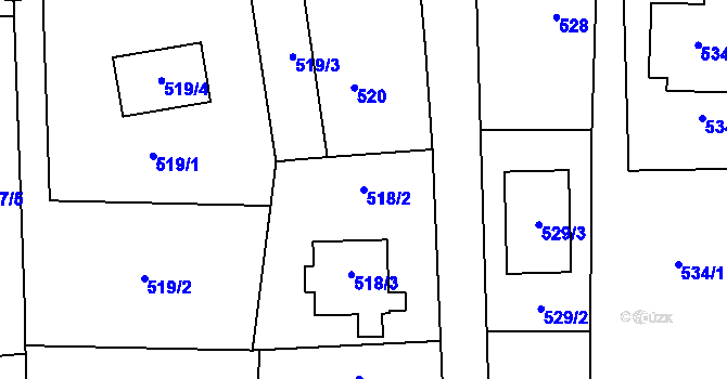 Parcela st. 518/2 v KÚ Oldřišov, Katastrální mapa
