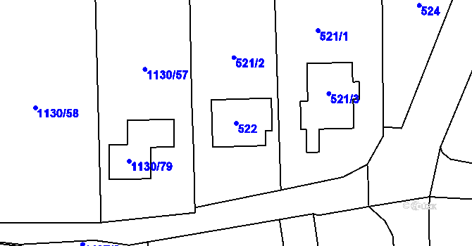 Parcela st. 522 v KÚ Oldřišov, Katastrální mapa