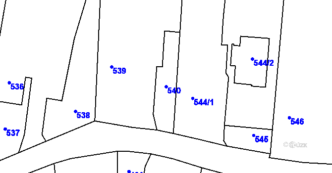 Parcela st. 540 v KÚ Oldřišov, Katastrální mapa