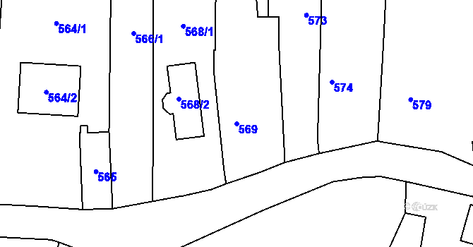 Parcela st. 569 v KÚ Oldřišov, Katastrální mapa