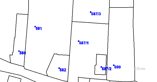 Parcela st. 587/1 v KÚ Oldřišov, Katastrální mapa