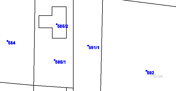 Parcela st. 591/1 v KÚ Oldřišov, Katastrální mapa