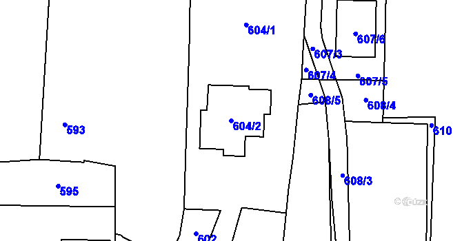 Parcela st. 604/2 v KÚ Oldřišov, Katastrální mapa