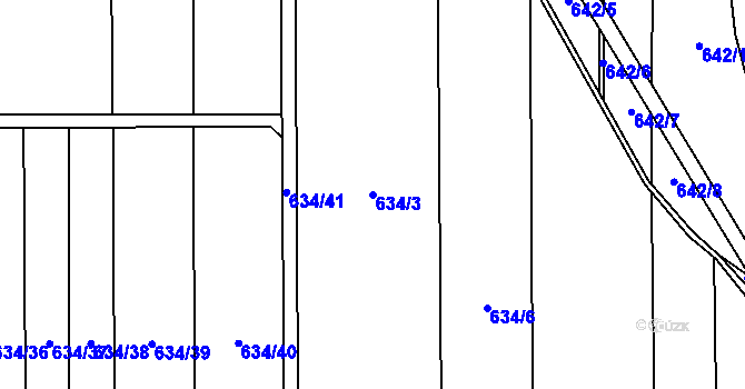 Parcela st. 634/3 v KÚ Oldřišov, Katastrální mapa