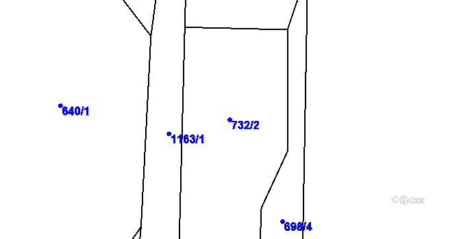 Parcela st. 732/2 v KÚ Oldřišov, Katastrální mapa